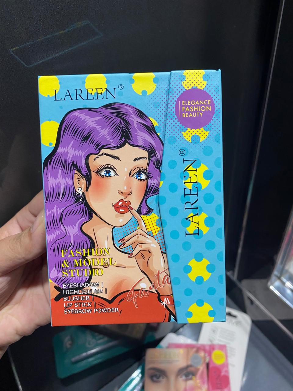 LAREEN-5 in 1 kit | eyeshadow, highlighter ,blusher, lipstick, eyebrow powder