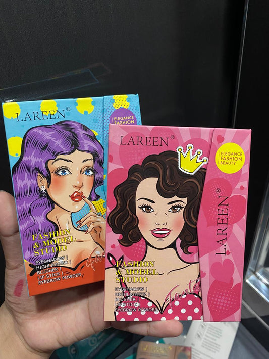 LAREEN-5 in 1 kit | eyeshadow, highlighter ,blusher, lipstick, eyebrow powder